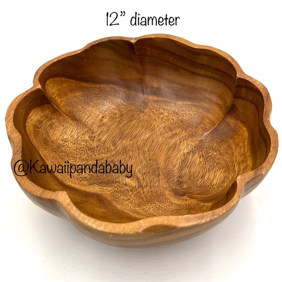 Vintage MCM Mid Century Modern 12” Monkey Pod Solid Turned Wood Retro Salad Bowl - Picture 1 of 7